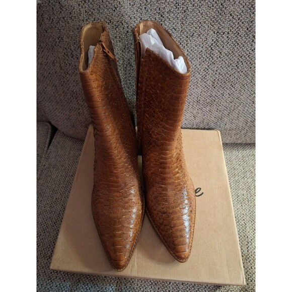 Matisse Caty Snake Pointed Toe Cowboy Zippered Booties Womens BROWN Casual Boots - Picture 10 of 16